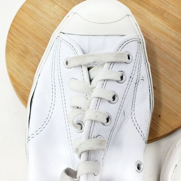 Converse Jack Purcell Sneakers Mens 11.5 Shoes White Leather Low Athletic Ox - Picture 14 of 15
